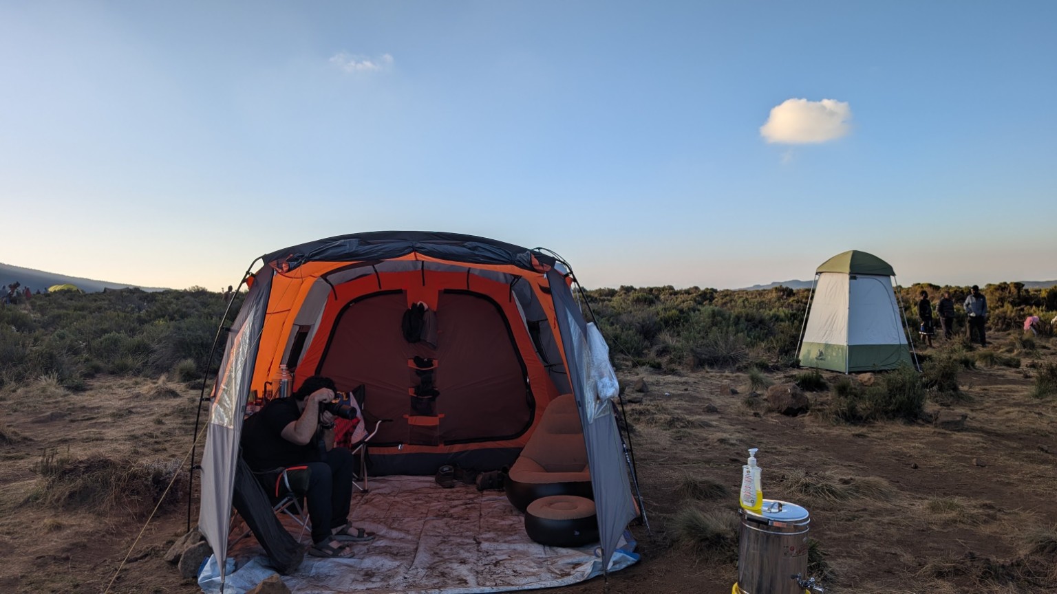 Furnished Pinnacle lounge tent at a Kilimanjaro camp
